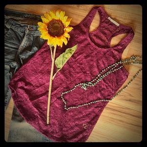 Lace tank in plum size medium